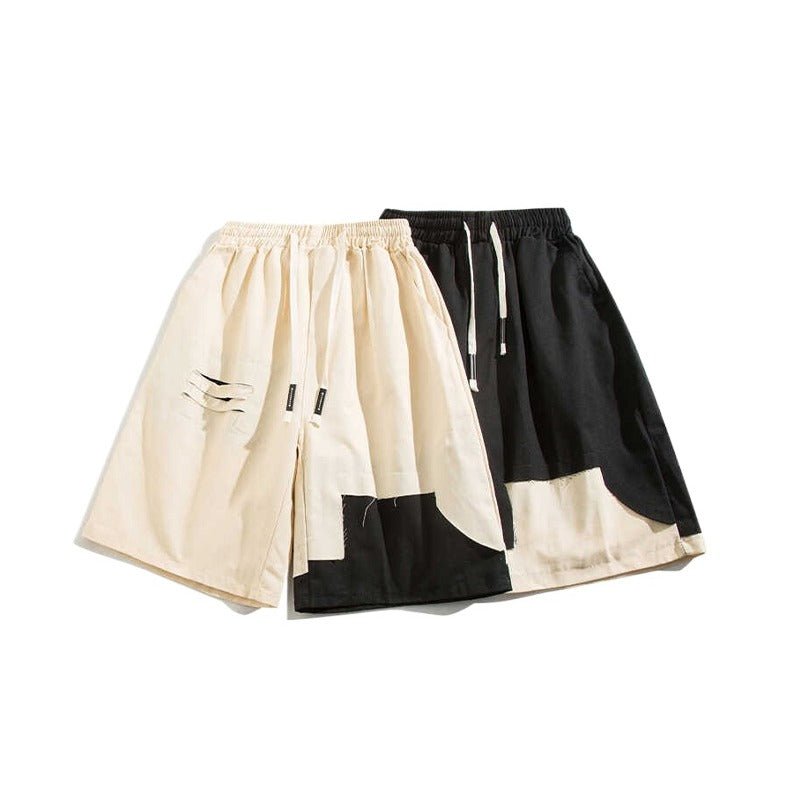 Two - color Patchwork Cargo Shorts - Thrashink