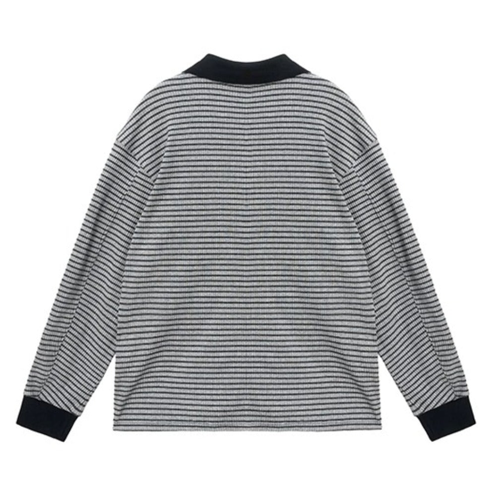 V - Polo Stripe Graphic Sweatshirt - Thrashink