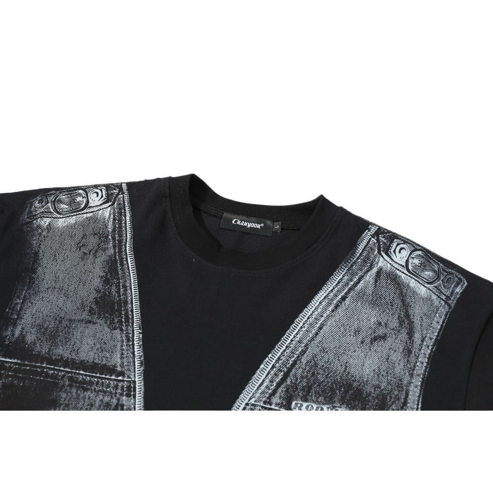 Vest Print Black T-Shirt - Thrashink
