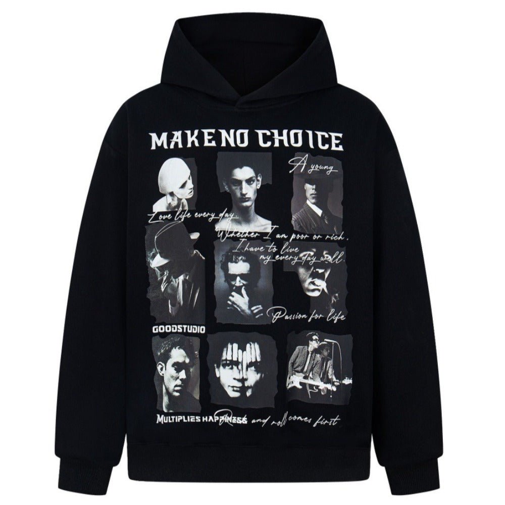 Vintage Character Collage Black Hoodie - Thrashink