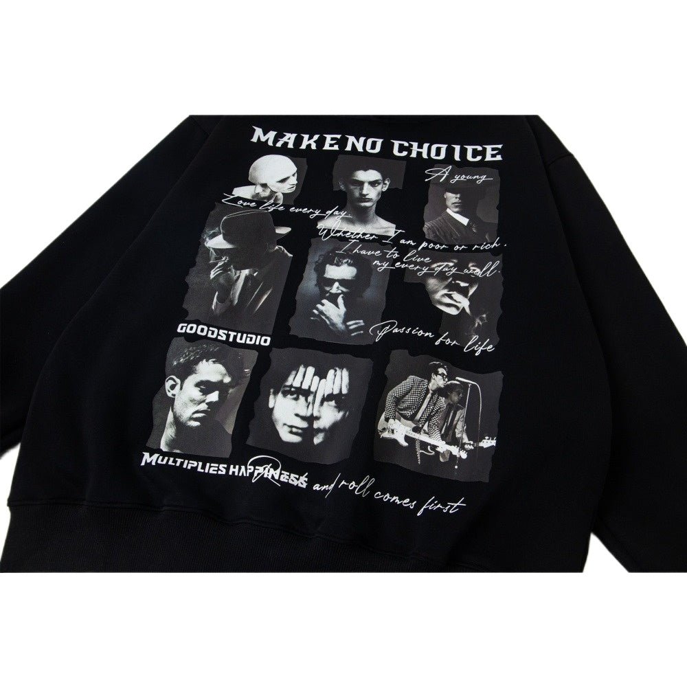 Vintage Character Collage Black Hoodie - Thrashink