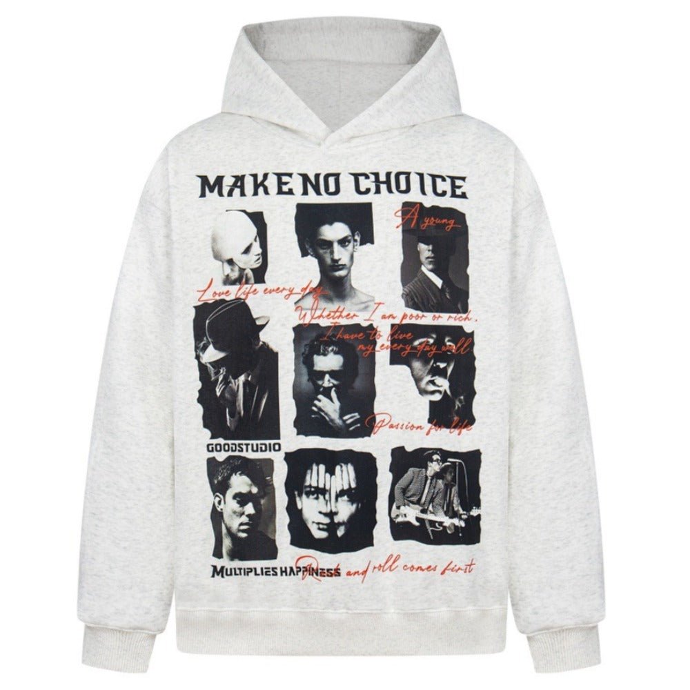 Vintage Character Collage Black Hoodie - Thrashink