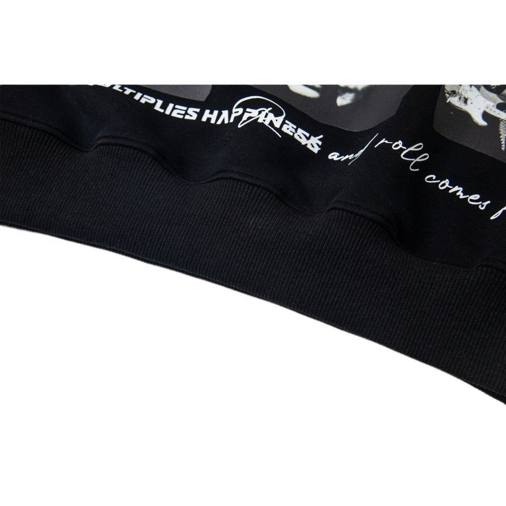 Vintage Character Collage Black Hoodie - Thrashink