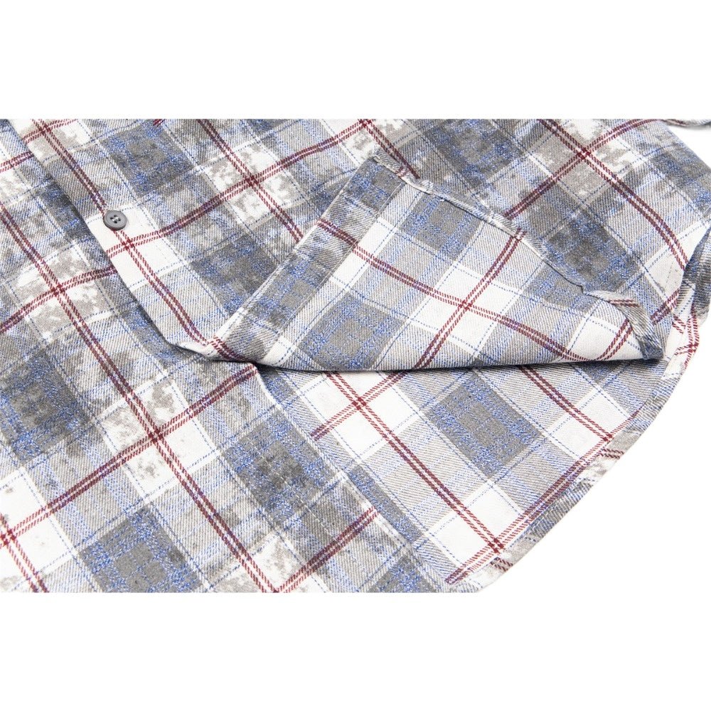 Vintage Cleanfit Patch Embroidered Plaid Shirt - Thrashink