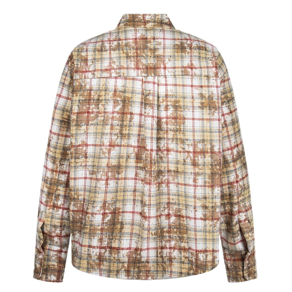 Vintage Cleanfit Patch Embroidered Plaid Shirt - Thrashink