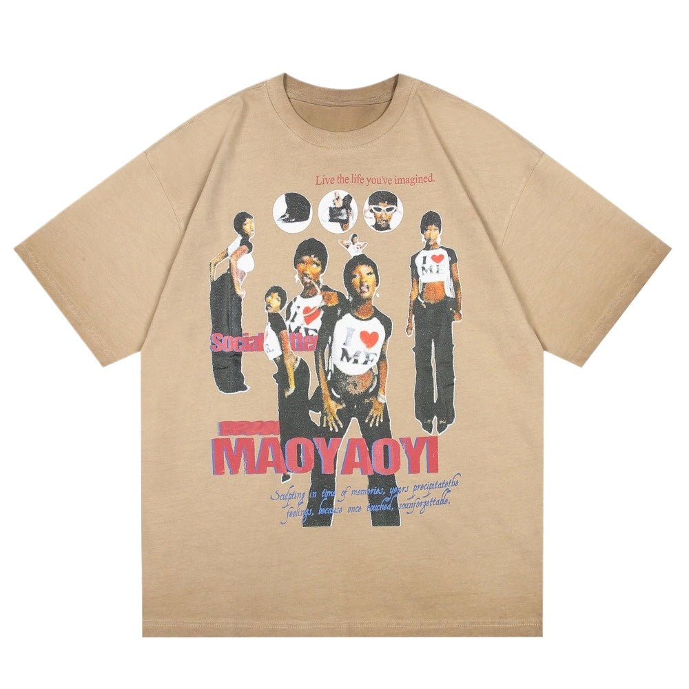 Vintage Collage Graphic Oversize T-Shirt - Thrashink