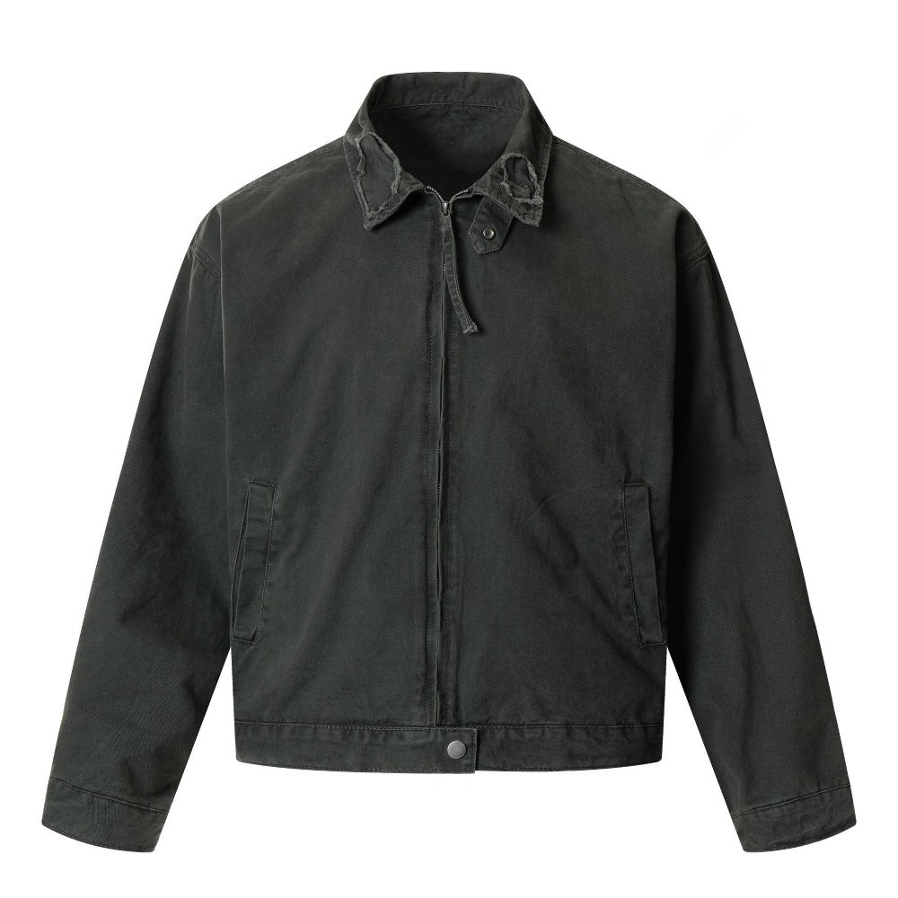 Vintage Cropped Ripped Work Jacket - Thrashink