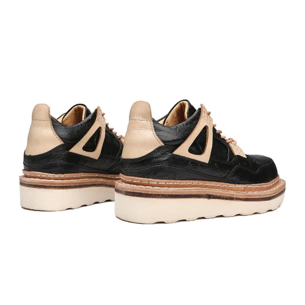 Vintage Distressed Cowhide Casual Sneakers - Thrashink