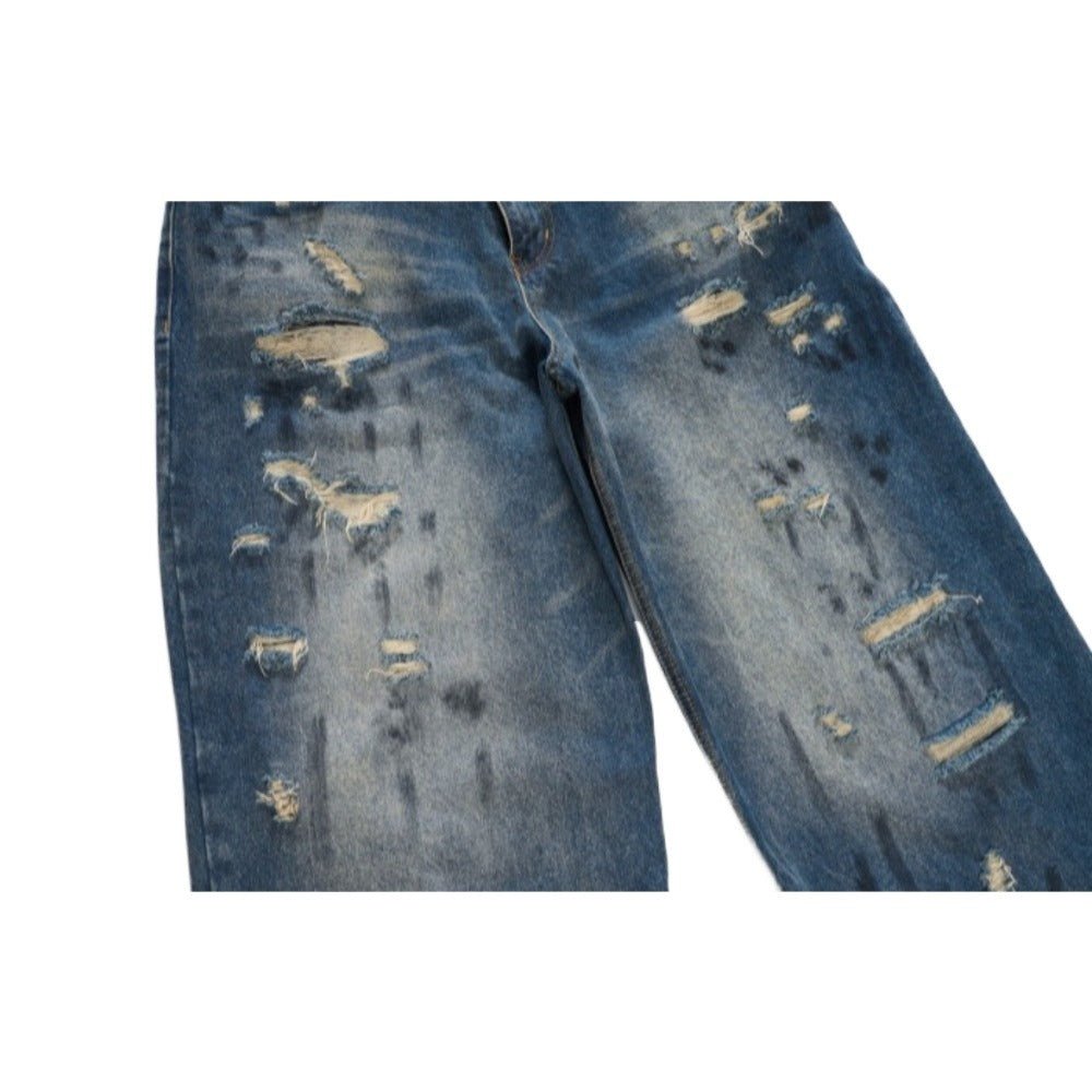 Vintage Distressed Wide - Leg Jeans - Thrashink