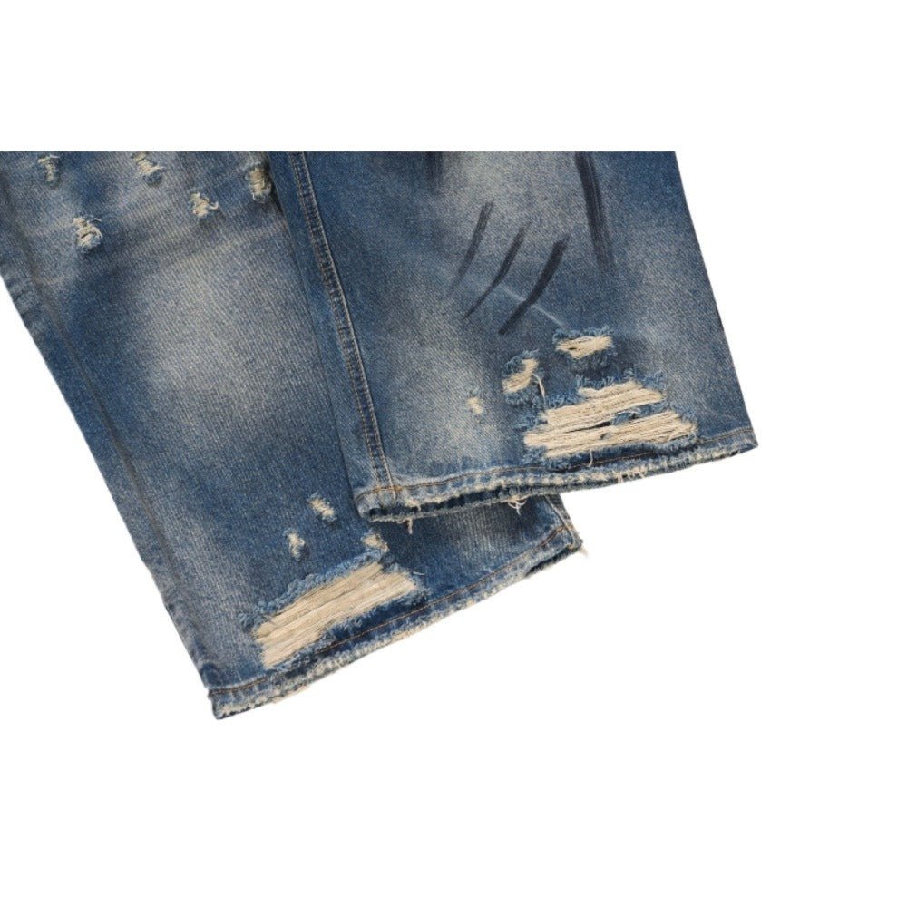 Vintage Distressed Wide - Leg Jeans - Thrashink