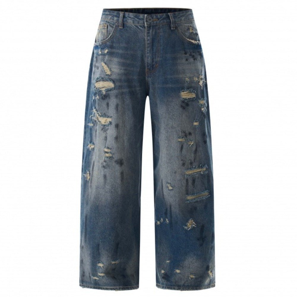Vintage Distressed Wide - Leg Jeans - Thrashink