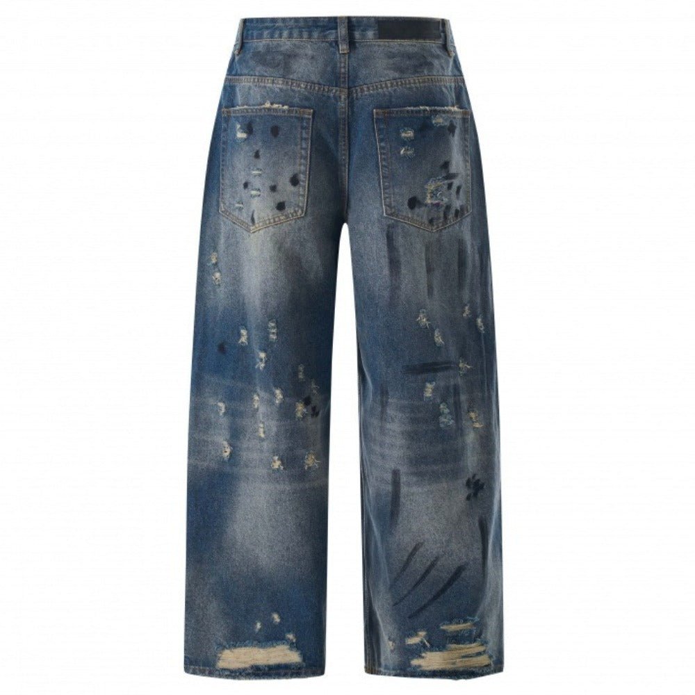 Vintage Distressed Wide - Leg Jeans - Thrashink
