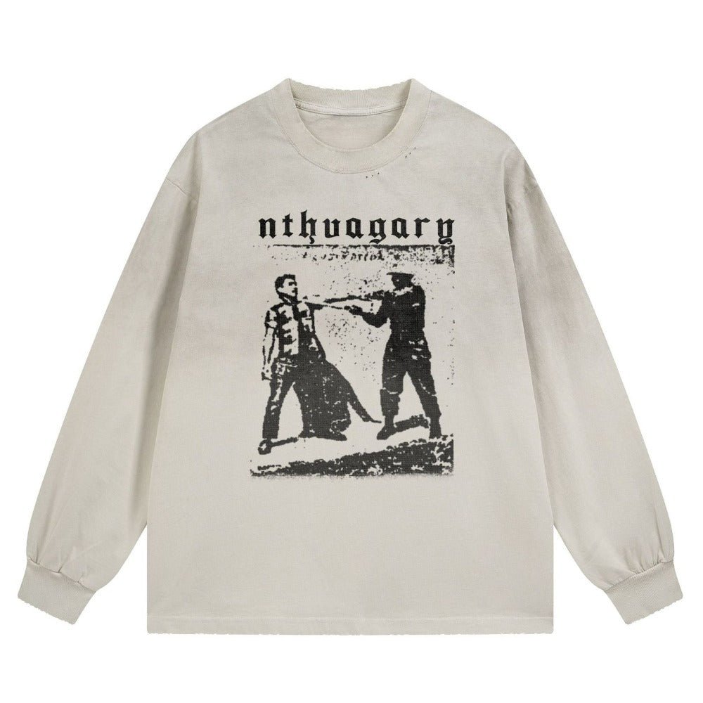 Vintage Duel Print Long Sleeve T-Shirt - Thrashink