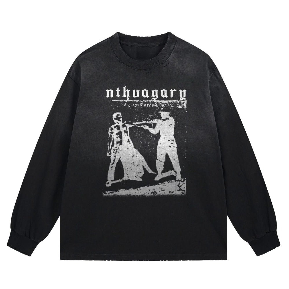 Vintage Duel Print Long Sleeve T-Shirt - Thrashink