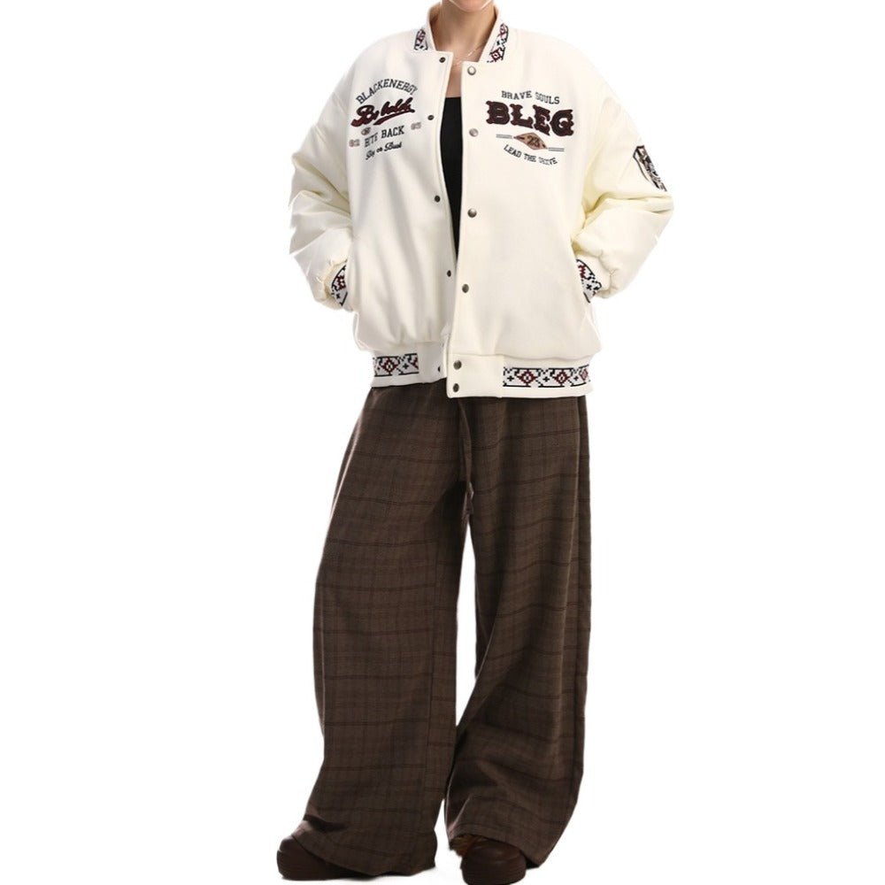 Vintage Heavy Embroidered Varsity Jacket - Thrashink