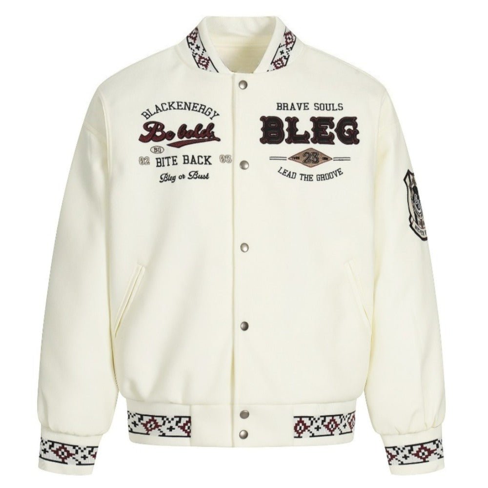 Vintage Heavy Embroidered Varsity Jacket - Thrashink