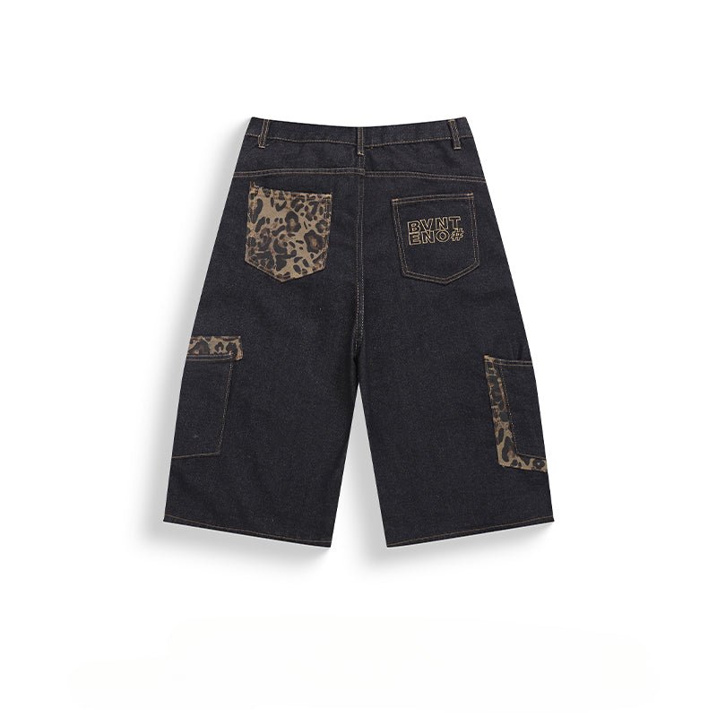 Vintage Leopard Pockets Denim Shorts - Thrashink