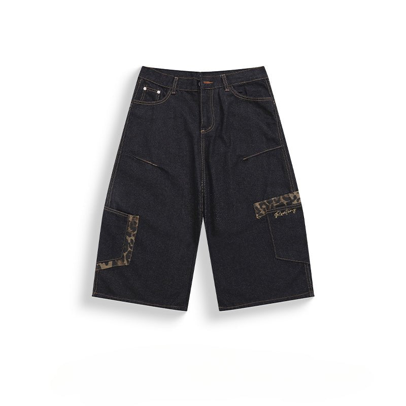 Vintage Leopard Pockets Denim Shorts - Thrashink