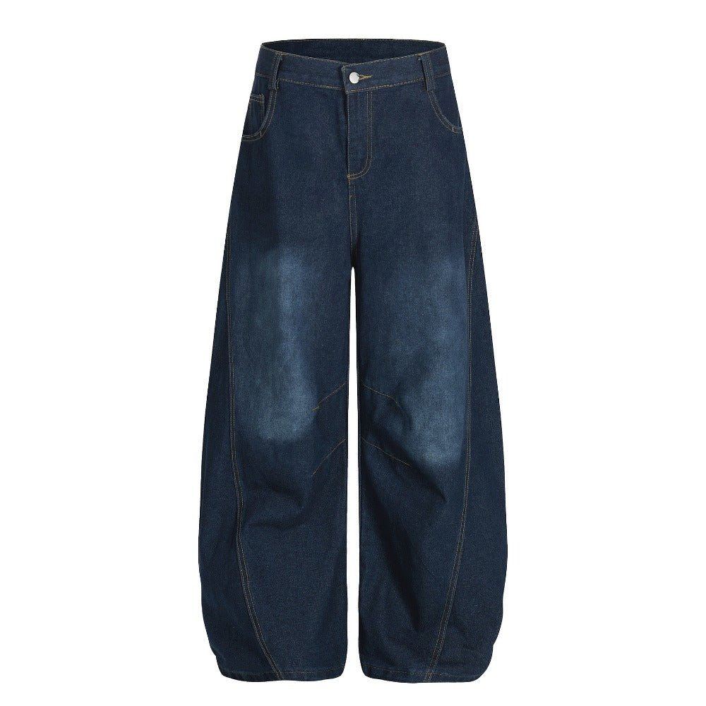 Vintage Letter Print Wide - leg Jeans - Thrashink