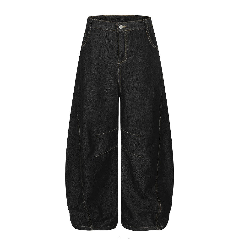 Vintage Letter Print Wide - leg Jeans - Thrashink