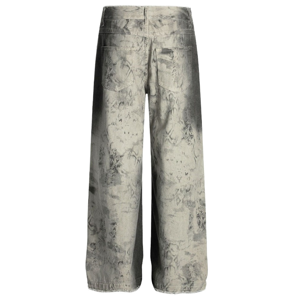 Vintage Marble Wash Wide - Leg Jeans - Thrashink
