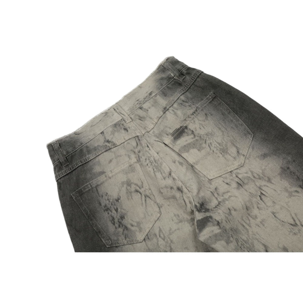 Vintage Marble Wash Wide - Leg Jeans - Thrashink