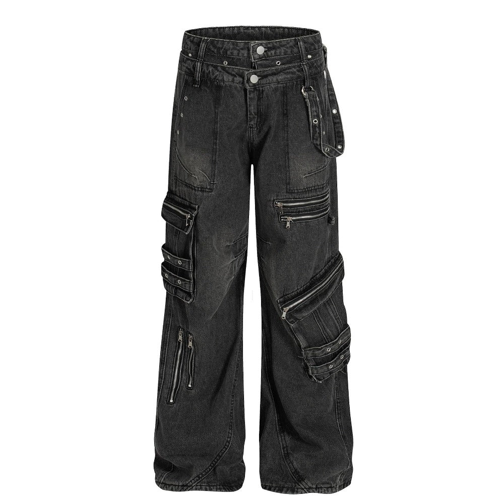 Vintage Multi - pocket Denim Work Pants - Thrashink