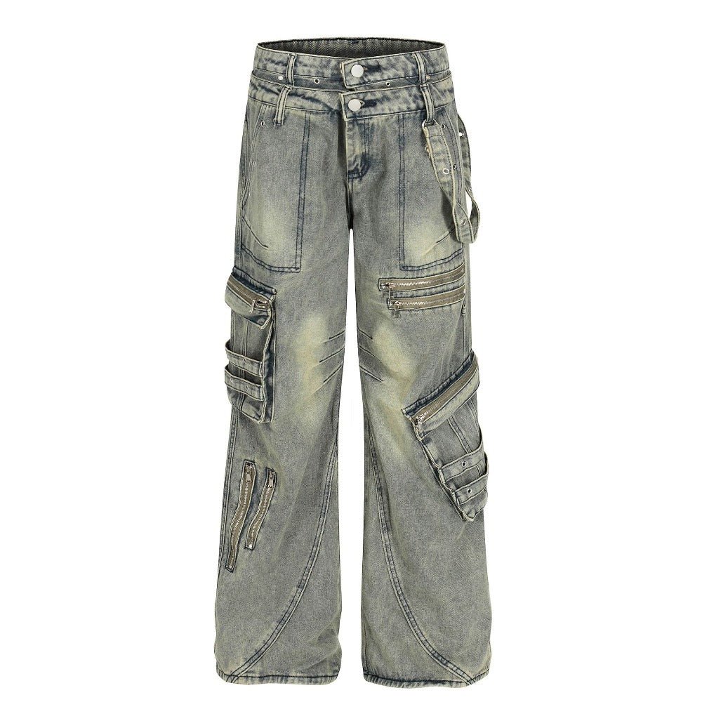 Vintage Multi - pocket Denim Work Pants - Thrashink