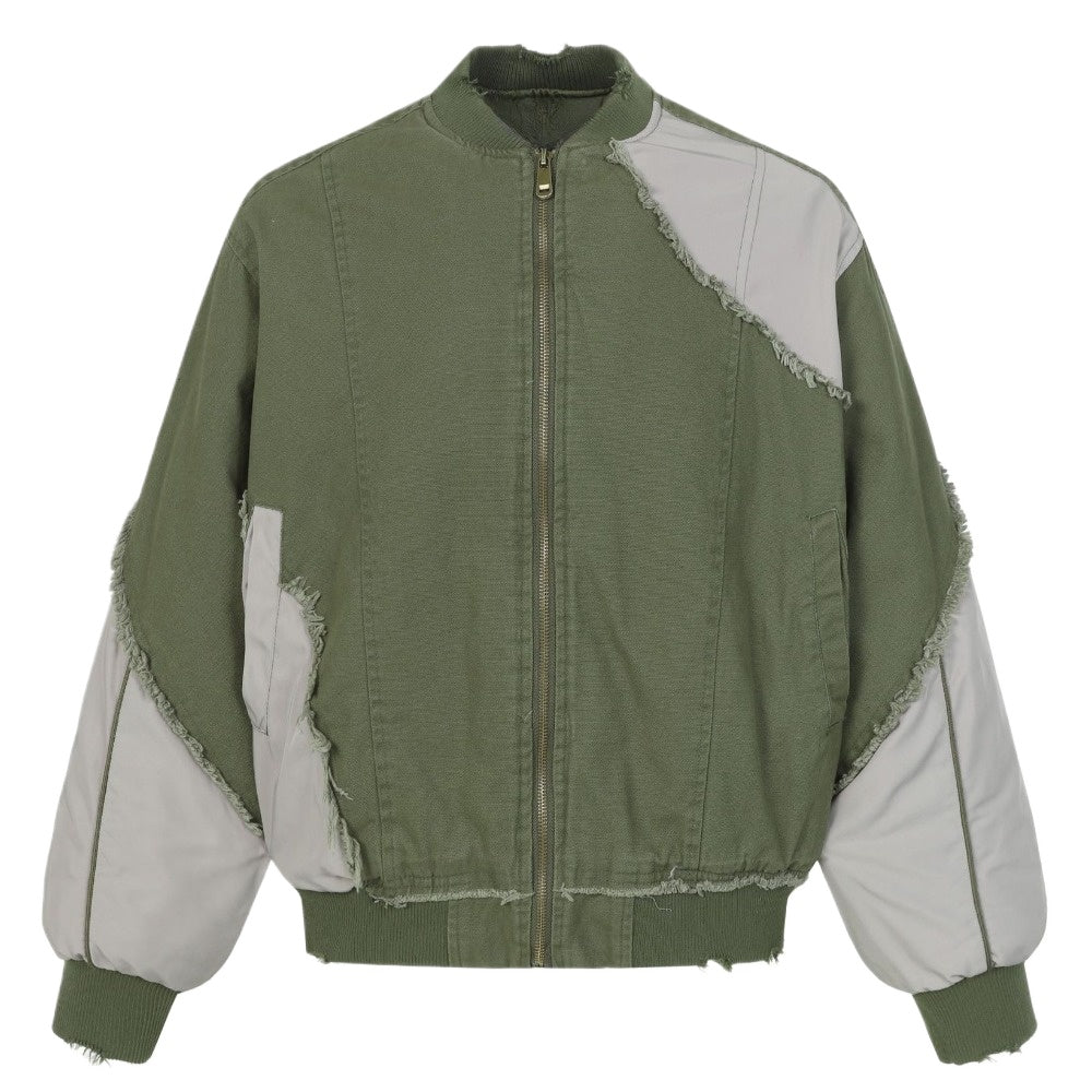 Vintage Patchwork Distressed Bomber Jacket - Thrashink
