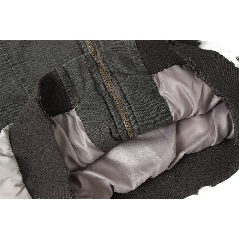 Vintage Patchwork Distressed Bomber Jacket - Thrashink
