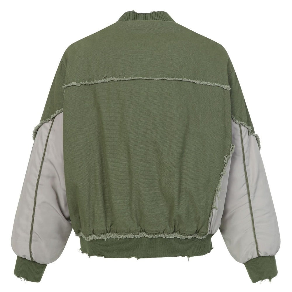 Vintage Patchwork Distressed Bomber Jacket - Thrashink