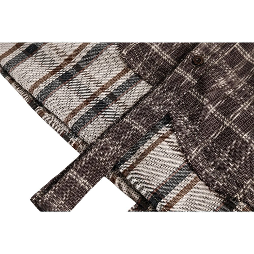 Vintage Patchwork Plaid Distressed Shirt - Thrashink