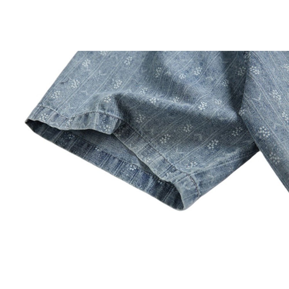 Vintage Patterned Denim Shirt - Thrashink