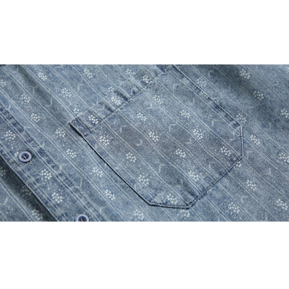 Vintage Patterned Denim Shirt - Thrashink