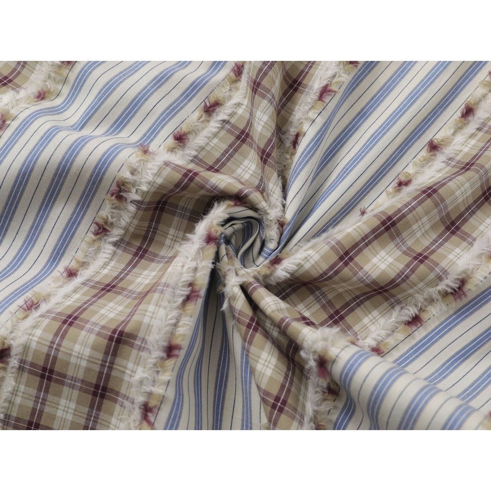Vintage Plaid and Striped Fringe Detail Shirt - Thrashink