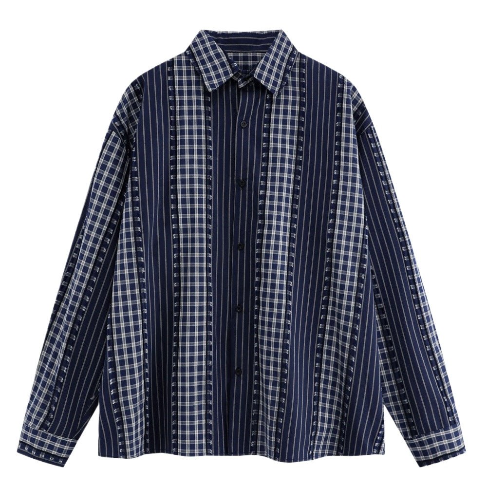 Vintage Plaid and Striped Fringe Detail Shirt - Thrashink