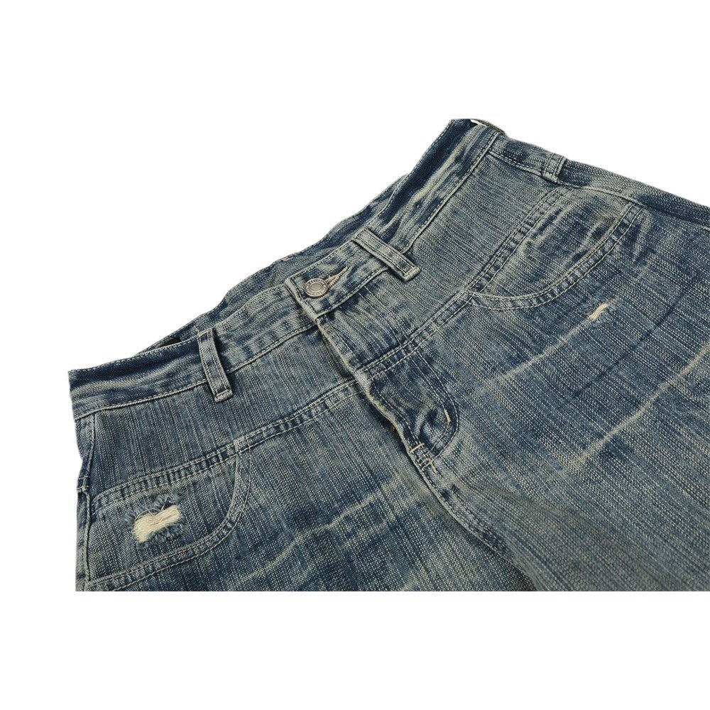 Vintage Ripped Patchwork Wide - Leg Jeans - Thrashink