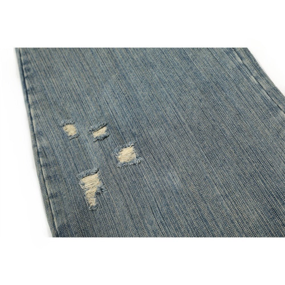 Vintage Ripped Patchwork Wide - Leg Jeans - Thrashink