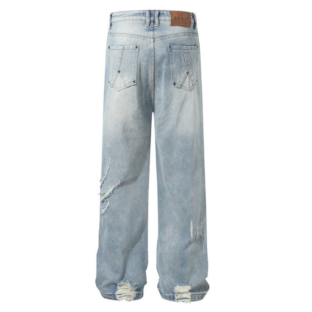 Vintage Ripped Scratched Washed Jeans - Thrashink