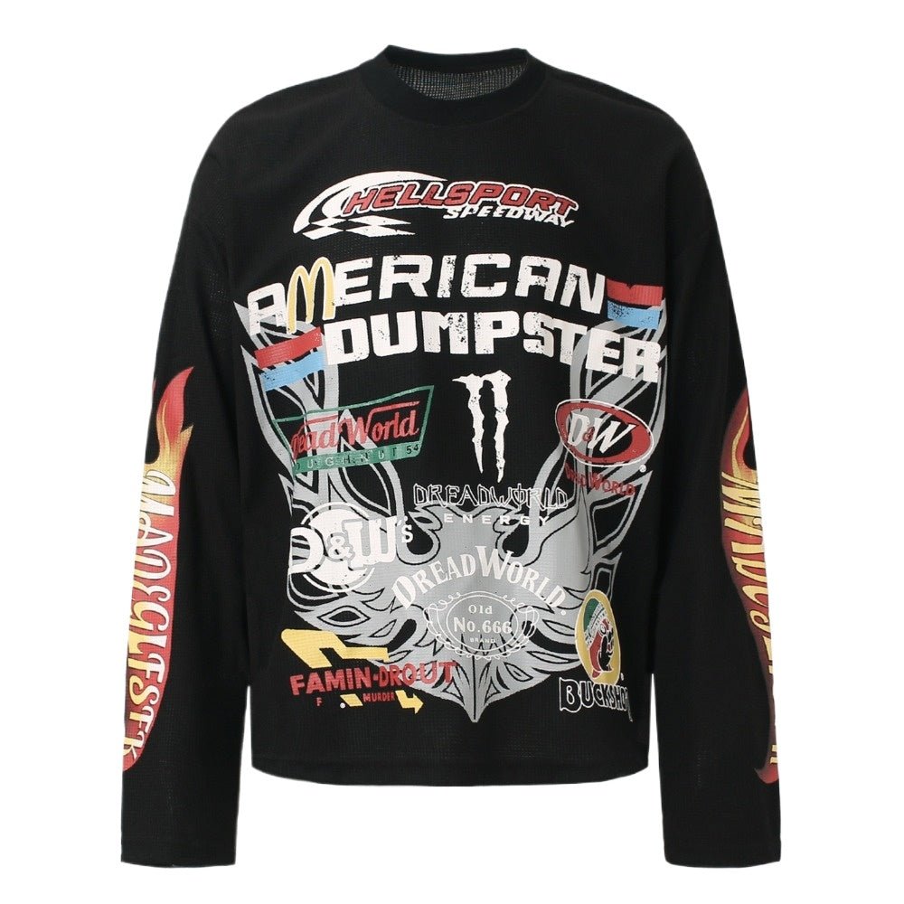 Vintage Speedway Graphic Long - sleeved T-Shirt - Thrashink