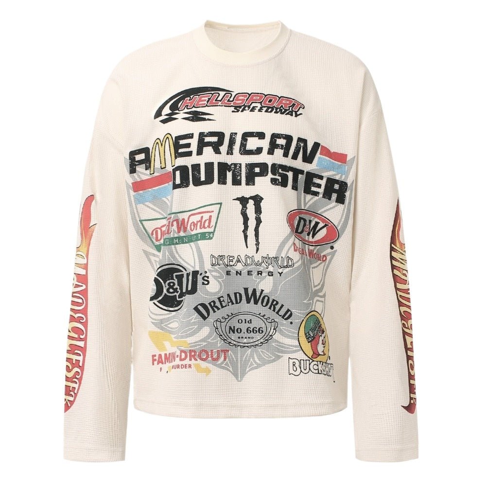Vintage Speedway Graphic Long - sleeved T-Shirt - Thrashink