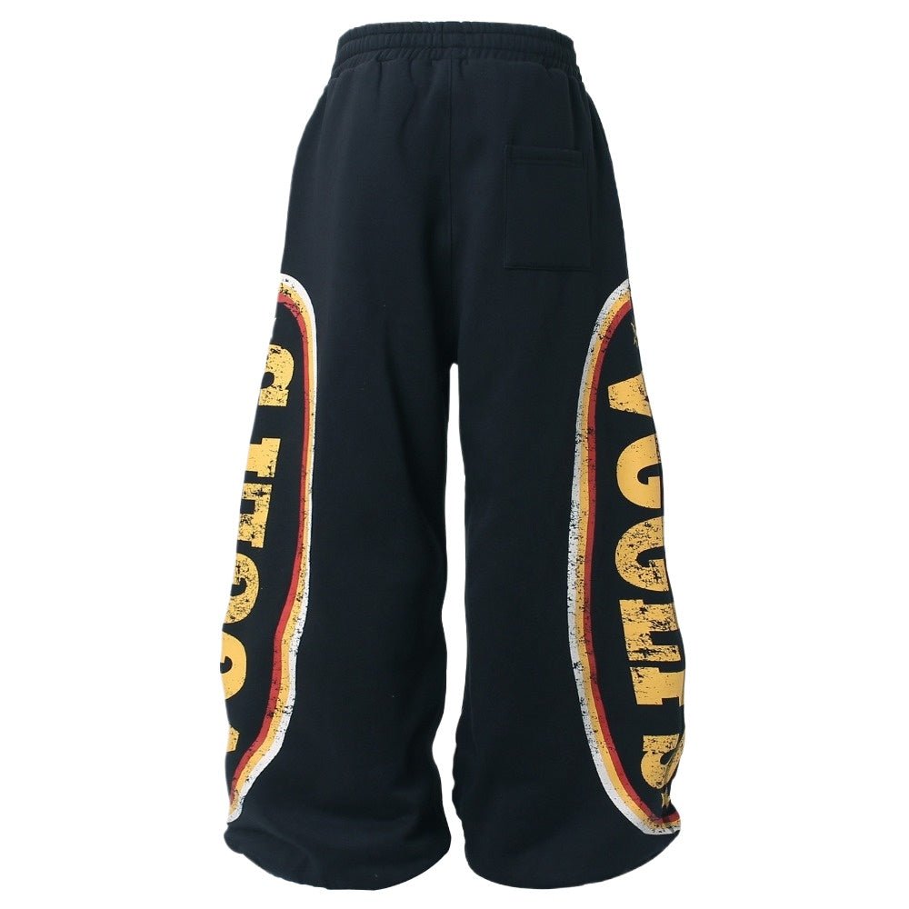 Vintage Sporty Graphic Drawstring Sweatpants - Thrashink