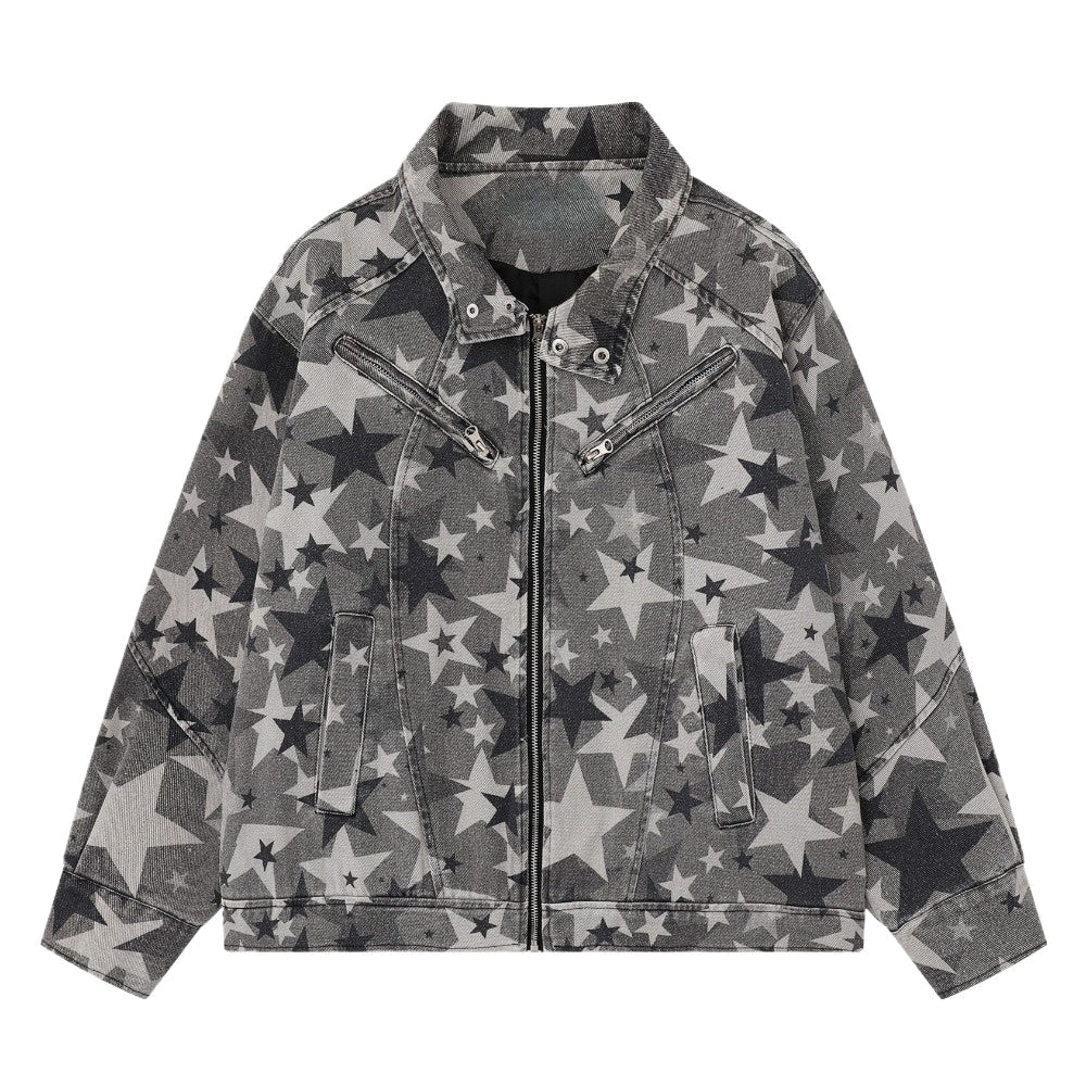 Vintage Star Printed Denim Jacket - Thrashink