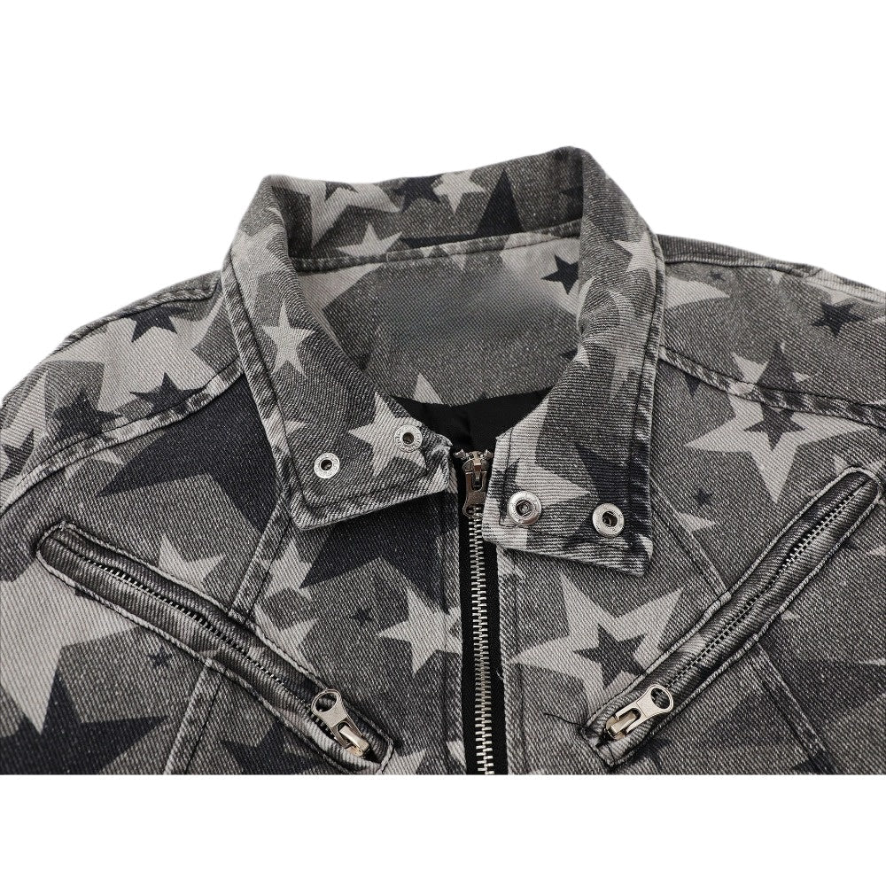 Vintage Star Printed Denim Jacket - Thrashink