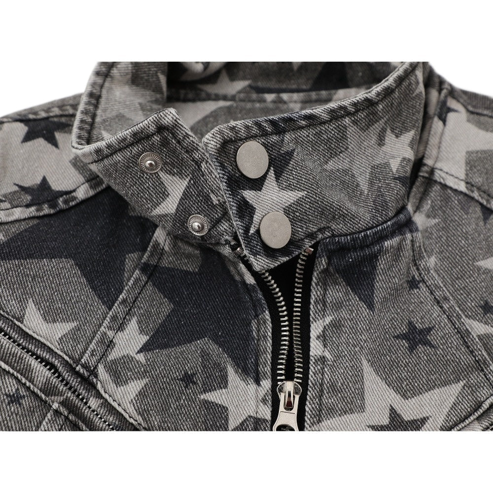 Vintage Star Printed Denim Jacket - Thrashink