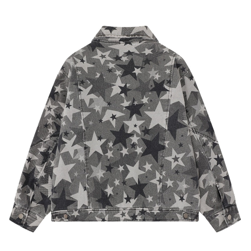 Vintage Star Printed Denim Jacket - Thrashink