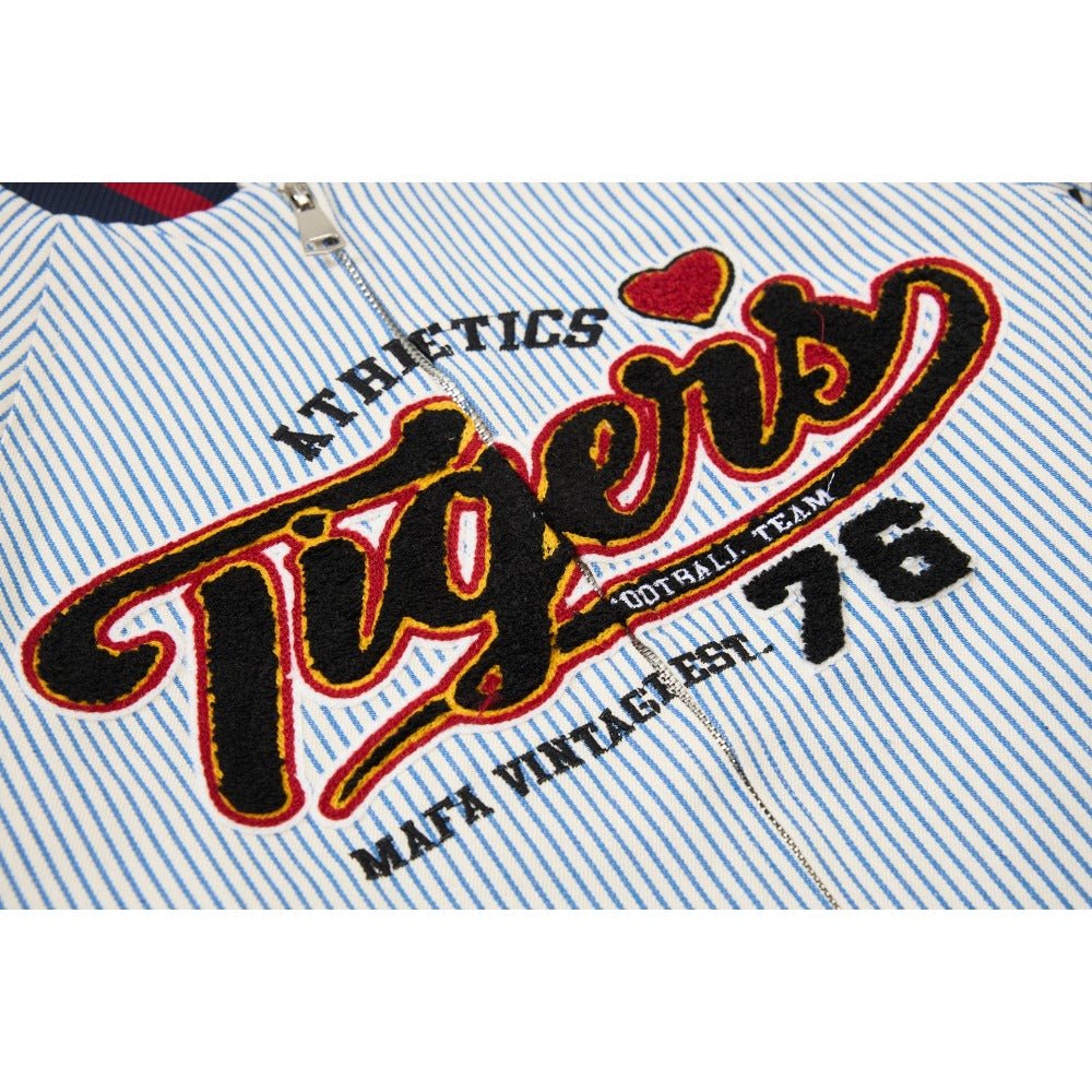 Vintage Striped Tigers Varsity Jacket - Thrashink
