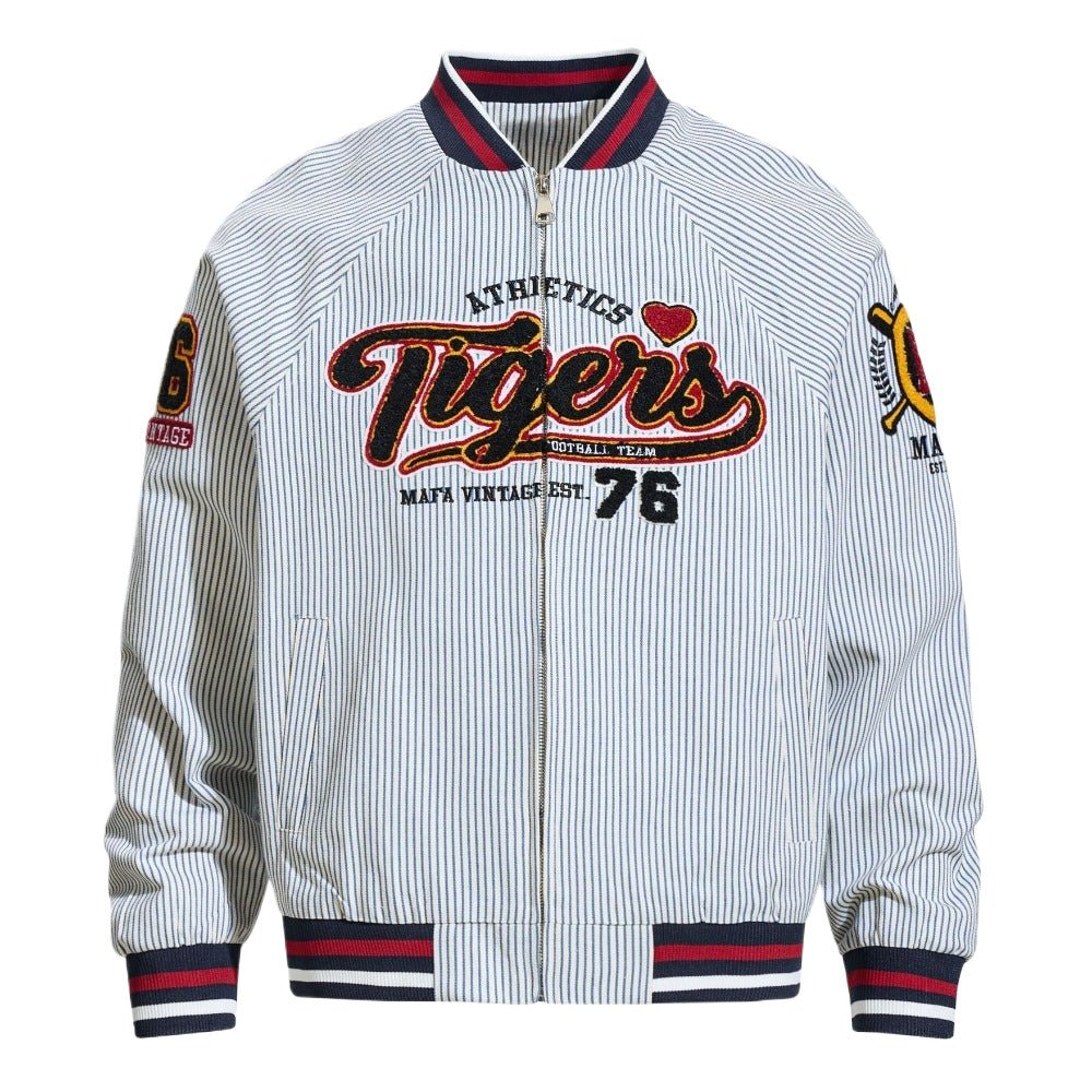 Vintage Striped Tigers Varsity Jacket - Thrashink