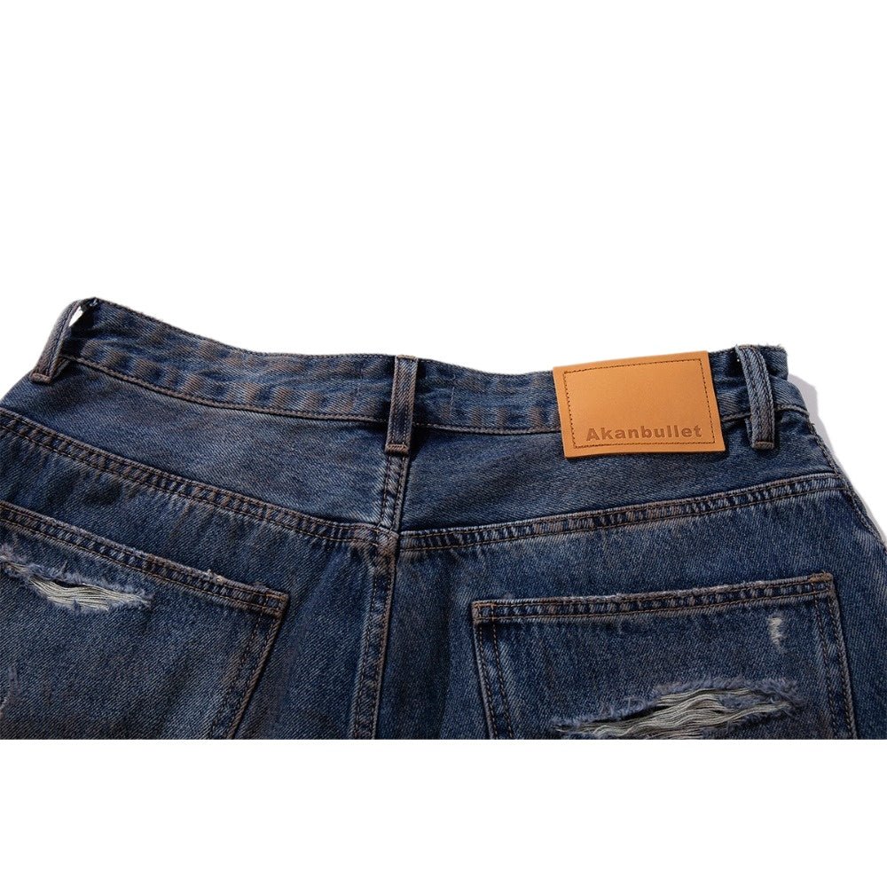 Vintage Wash Destroyed Frayed Edges Jeans - Thrashink