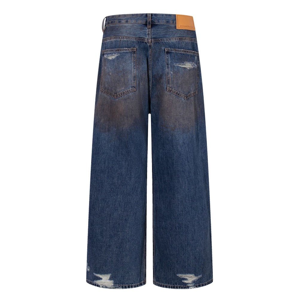 Vintage Wash Destroyed Frayed Edges Jeans - Thrashink